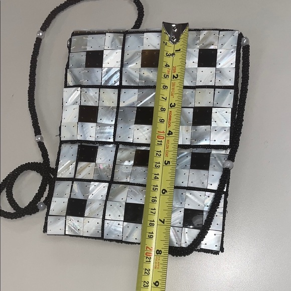 Black and White shell mother of pearl Crossbody Bag one size preowned - Picture 8 of 9